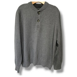 Eddie Bauer men's gray 3/4 button front long sleeves sweater -large